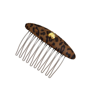 复古豹纹倒插梳女高级感前额碎发整理神器刘海发梳一字夹插梳头饰