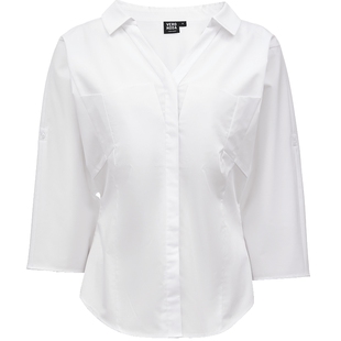 Vero Moda奥莱衬衫女2025秋冬新款通勤收腰V领七分袖白衬衫