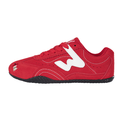 顽刻官方红白拼色翻毛皮生胶底W系列男女国潮德训滑板鞋