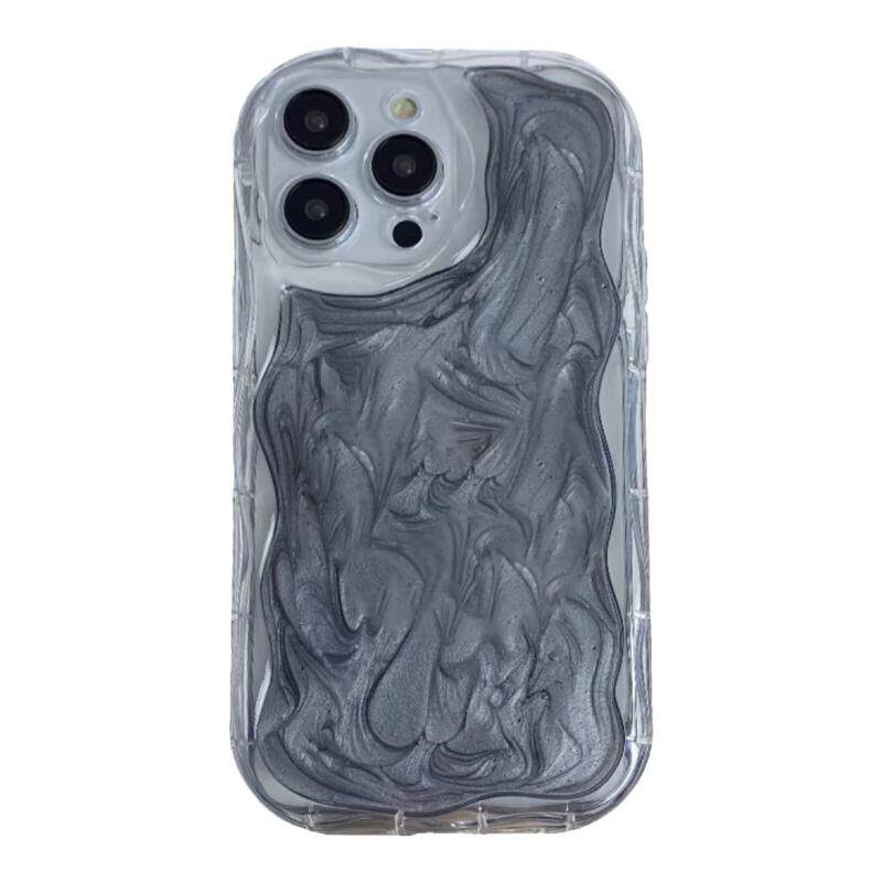 适用iPhone18Promax奶油壳波浪纹手机壳防摔苹果17Promax硅胶精孔全包16Pro气囊15加厚滴胶闪粉保护套女款ins