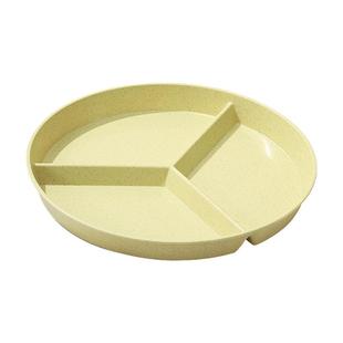 小麦秸秆三分格餐盘配菜盘子家用早餐水果沙拉盘分隔甜品零食盘子