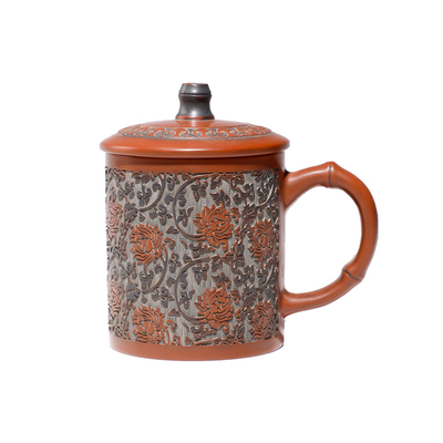 有石间广西钦州带盖口杯坭兴陶