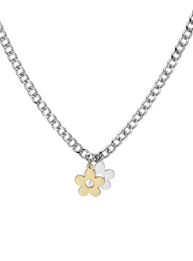 冷淡风钛钢小花朵嘻哈毛衣链配饰