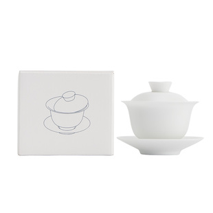 南山先生 羊脂玉釉三才盖碗单个白瓷高档泡茶碗茶杯薄胎白瓷茶具