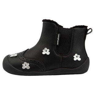 芭比班纳小雏菊芭蕾靴宝宝加绒马丁靴公主皮靴女童短靴小女孩靴子