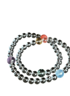 天然白水晶多巴胺彩虹双层手链