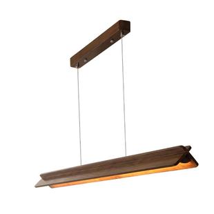 胡桃实木餐厅吊灯新中式极简餐桌木质灯一字长条吧台茶室餐厅灯具
