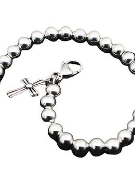 银色钛钢饰品十字架手链张翰同款