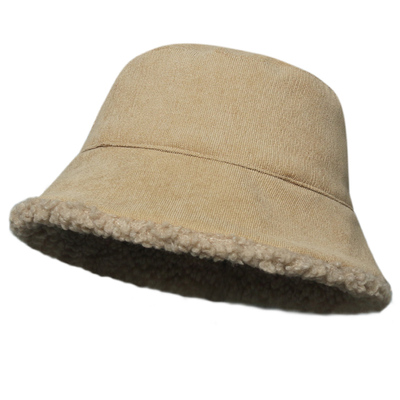 双面羊羔毛渔夫帽男女显脸小秋冬