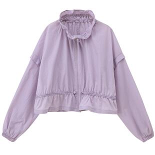 PIT复古紫色抽绳两件套短裤长袖衬衫外套女夏季新款时尚套装