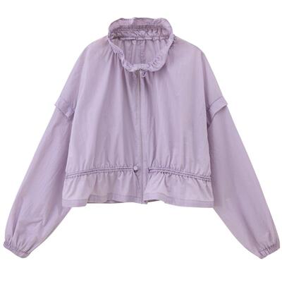 PIT复古紫色抽绳两件套短裤长袖衬衫外套女夏季新款时尚套装