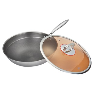 康宁纯钛炒锅无涂层一级不粘锅轻奢家用轻量钛锅炒菜锅燃气电磁炉