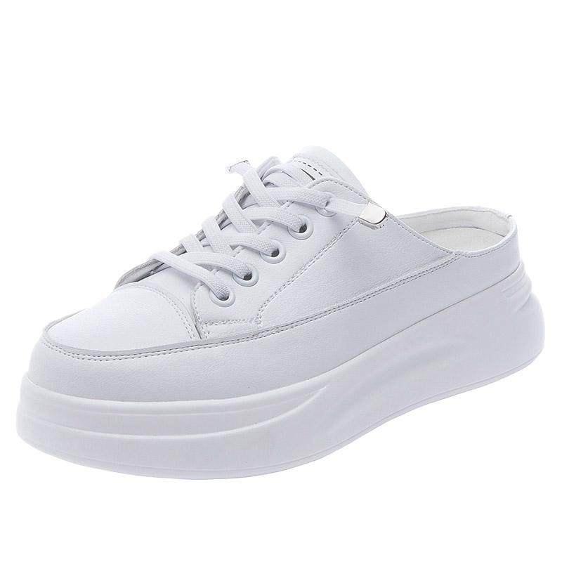 真皮半拖小白鞋女2026夏季新款爆款包头拖一脚蹬懒人板鞋孕妇百搭