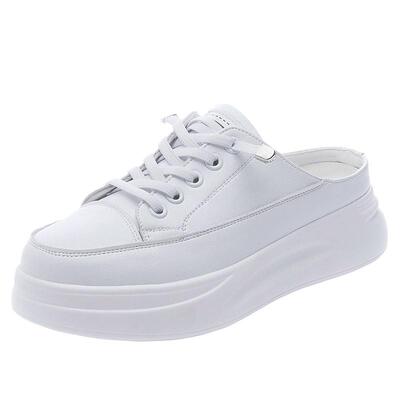 真皮半拖小白鞋女2026夏季新款爆款包头拖一脚蹬懒人板鞋孕妇百搭