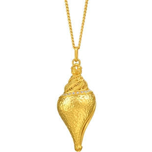 【专供】周生生华宇黄金古法八瑞相足金镶嵌钻石宝螺套链95246U