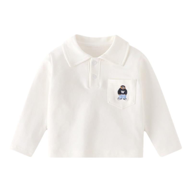 男童polo衫秋装男宝宝纯棉长袖T恤婴儿白色衬衫打底衣儿童上衣潮