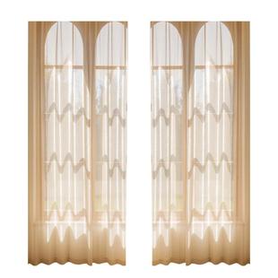 法式梦幻鎏金纱帘透光不透人卧室客厅高级感轻奢窗帘2024新款窗纱