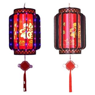 中式仿古六角冬瓜龙灯LED旋转灯笼中国风宫灯走马灯吊灯阳台挂饰