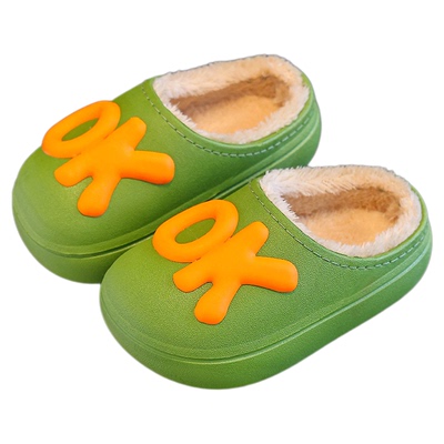 儿童棉拖鞋新款冬季防滑男童拖鞋可爱女孩室内小孩亲子宝宝毛毛鞋