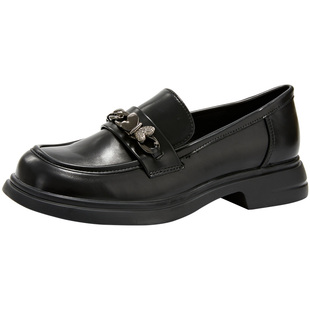 大东乐福鞋女鞋2026春季新款百搭休闲英伦风单鞋小皮鞋一脚蹬3167