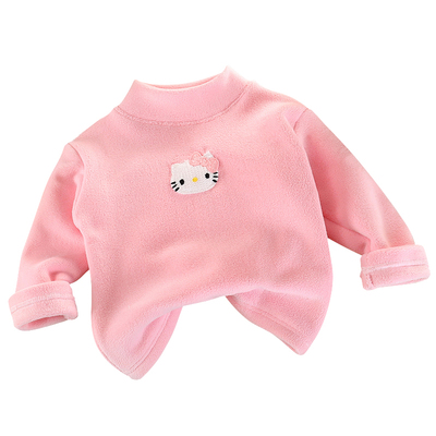 秋冬季儿童加绒保暖衣男女宝宝洋气百搭上衣中大童打底衫加厚卫衣