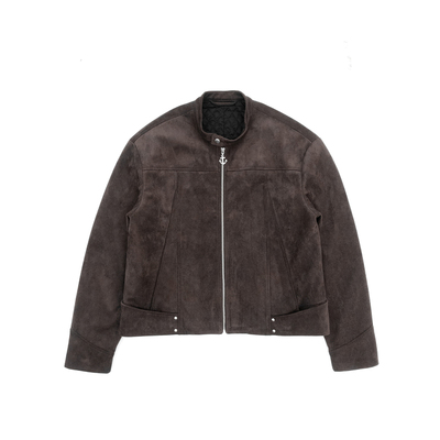 IN EXISTENCE存世25FW「狩」分割铆钉麂皮绒绗棉机车短夹克