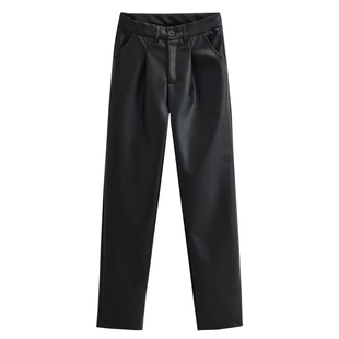 YoungGirlDay美式街头复古高腰宽松显瘦直筒阔腿PU皮裤休闲长裤潮