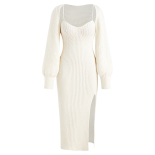 CIDER 针织吊带裙开衩中针织连衣裙披肩两件套1026232