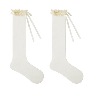 purpleguys蕾丝花边小腿袜子女夏季薄款Lolita蝴蝶结日系白堆堆袜