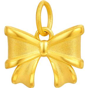 潮宏基小确幸蝴蝶结黄金吊坠足金挂坠颈饰3D硬金情人节女不含链L