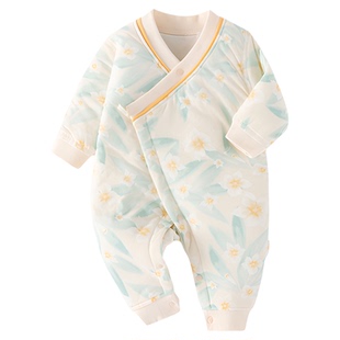 婴儿衣服秋冬季哈衣新生儿婴儿薄棉连体衣初生宝宝夹棉蝴蝶衣52码
