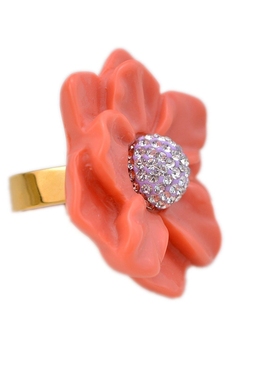 欧美风个性款满钻街拍花朵戒指