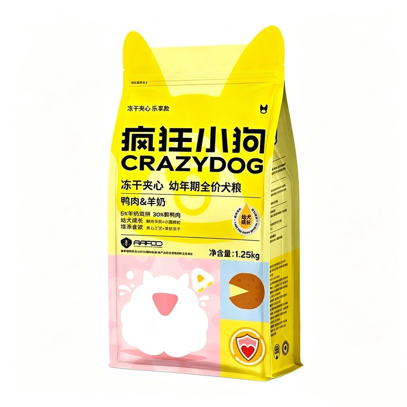 疯狂小狗小耳朵冻干鸭肉羊奶夹心犬粮泰迪柯基幼犬离乳期通用狗粮