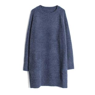 配大衣遮肚子冬季内搭打底针织连衣裙女秋冬百搭宽松毛衣裙小黑裙