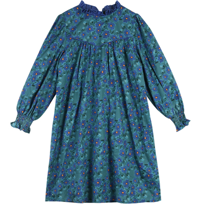 女童冬季圆领长袖纯色连衣裙