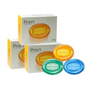 【自营】Pears梨牌透明水晶皂洁面沐浴皂滋润不紧绷琥珀组合装