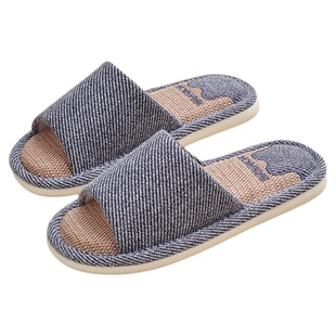 回力汗脚拖鞋男士全亚麻吸汗透气不闷脚室内家居地板静音棉麻布艺