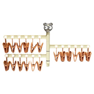 折叠晾衣架免打孔家用挂衣晾晒袜子壁挂墙上阳台内衣裤袜夹子神器