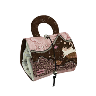 奥松可可粉玫小猫化妆包女2025新款大容量便携外出粉色折叠收纳包