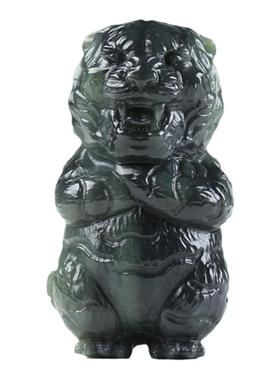 【王者风范】和田玉烟灰白玉生肖虎手把件男士把玩件文玩天然玉石