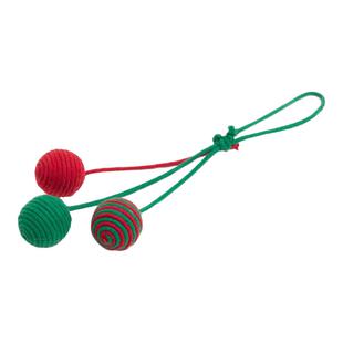 圣诞猫咪玩具球宠物用品棉绳剑麻球自嗨发声耐咬耐抓铃铛弹力磨牙