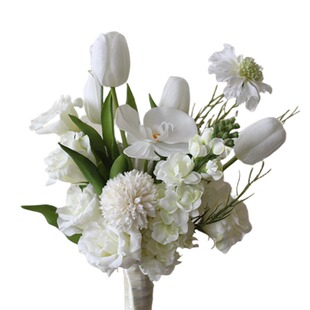 仿真花白色保湿洋桔梗新娘拍照手捧花影楼拍照假花花束绢花领证花