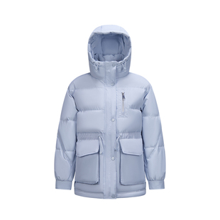 森马羽绒服女冬季中长款宽松80绒子连帽收腰抽绳衣服潮流简约外套