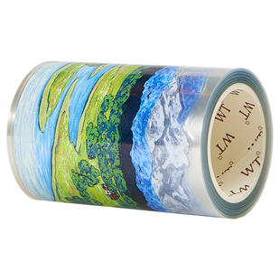 WT原创胶带 牧歌集 绿野之歌 飞鸟青空 模切草原天空云朵造景胶带