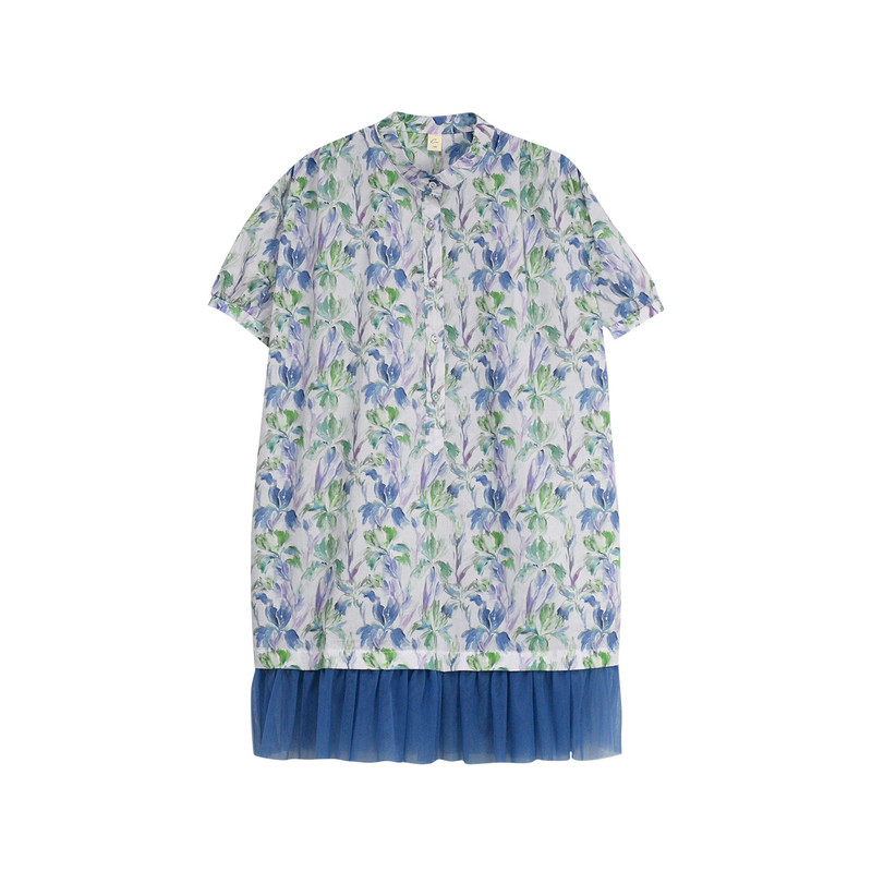 夏装女童宽松连衣裙网纱碎花裙
