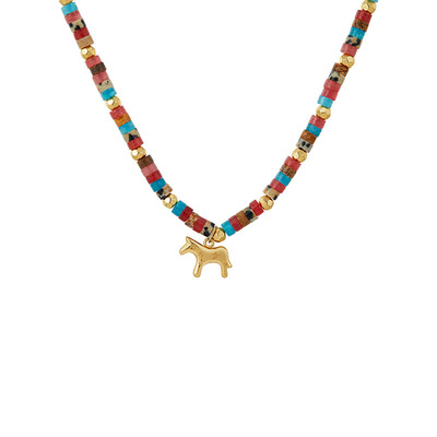 「新年礼物」本命马年马上爆富小马吊坠项链女新年多巴胺毛衣链