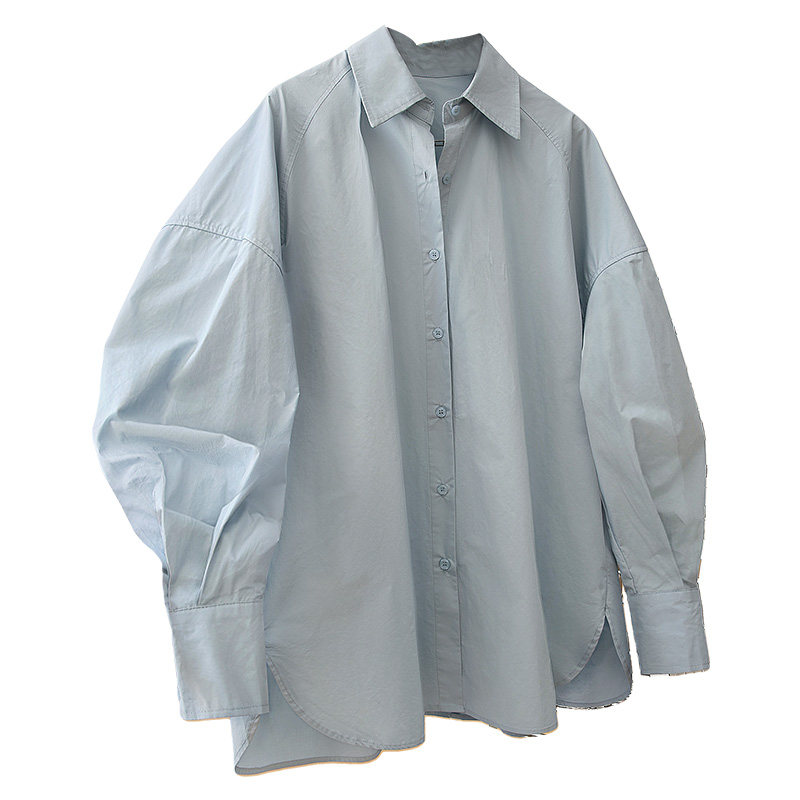 丝柏舍通勤宽松款翻领长袖衬衫