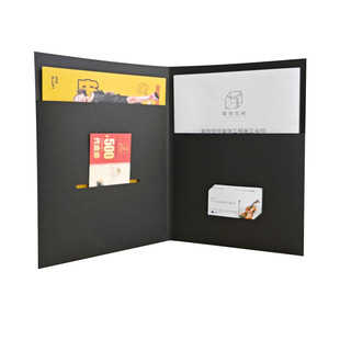 现货办公文件夹A4合同夹纸质资料夹来图定制L型多口袋夹插页袋封