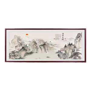 国画山水画新中式客厅装饰画沙发背景墙壁画办公室大气靠山图挂画