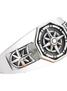 925纯银复古魔法阵图案轻奢小众简约百搭设计感可调节指环饰品